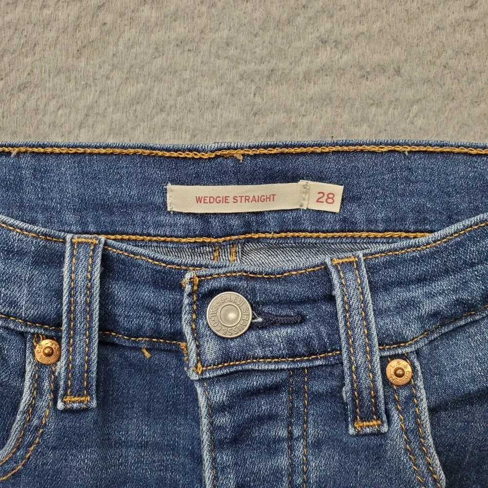 Levi's Wedgie Straight Jeans Mens 28x26 Blue Denim‎ Red Tab Button Fly 5-Pocket